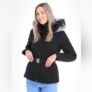 NWOT [Poivre Blanc] Clemi Stretch Black Ski Jacket Detachable Fur Hood Women’s L